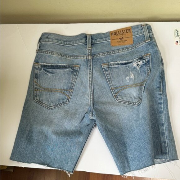 Hollister Jean Cut Off Shorts High Waist Button Fly Raw Hem Distress Stretch 30 - Picture 3 of 16